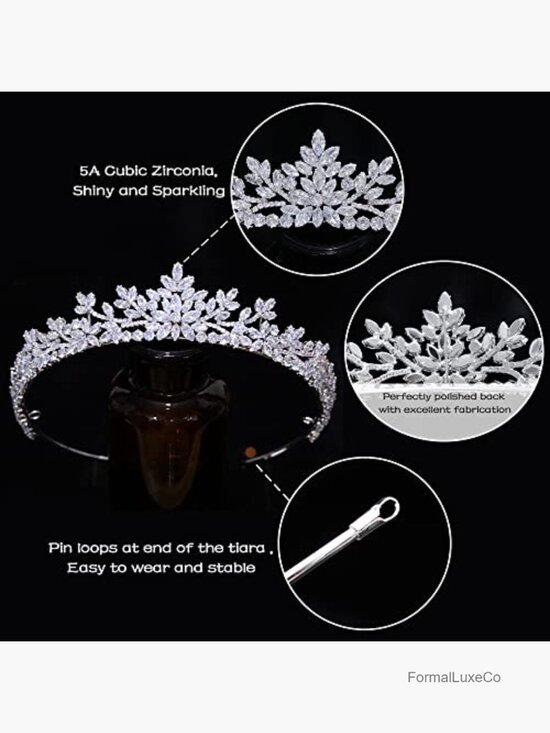 Handmade Cubic Zirconia Princess Tiara Wedding Crown Headpiece main image 6